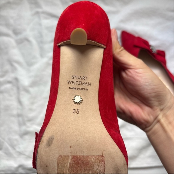 Stuart Weitzman black Red Suede pointed heels size 5 $400 - Picture 5 of 6
